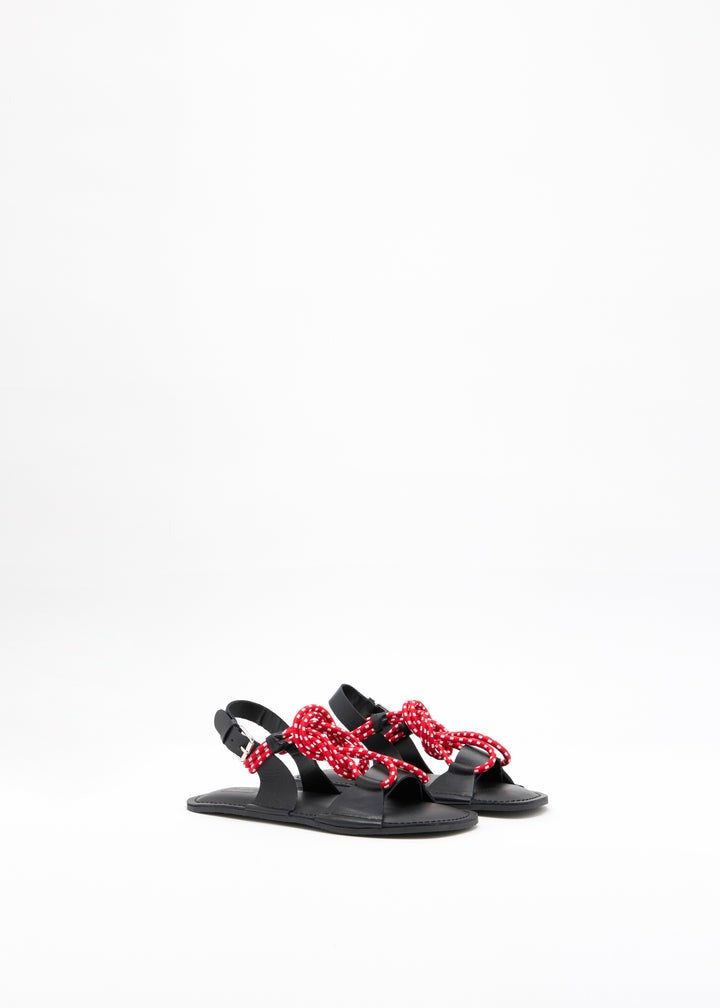 PLAN C KNOTTED CORD LEATHER SANDALS
