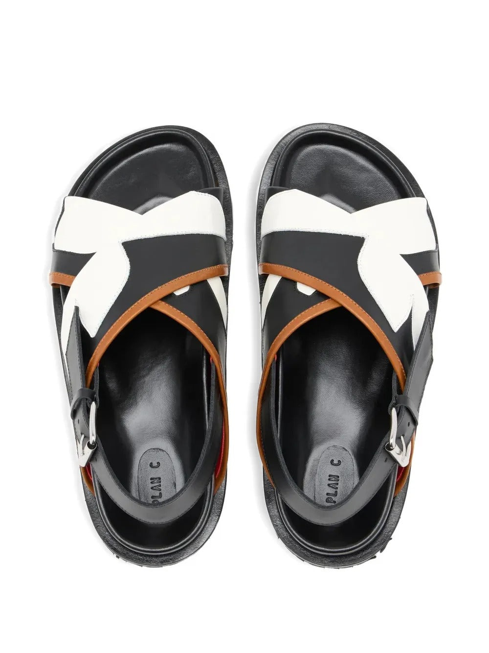 PLAN C CROSS STRAP SANDALS