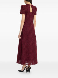 ROTATE FLOWER MESH FLARED DRESS