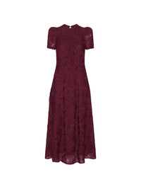 ROTATE FLOWER MESH FLARED DRESS