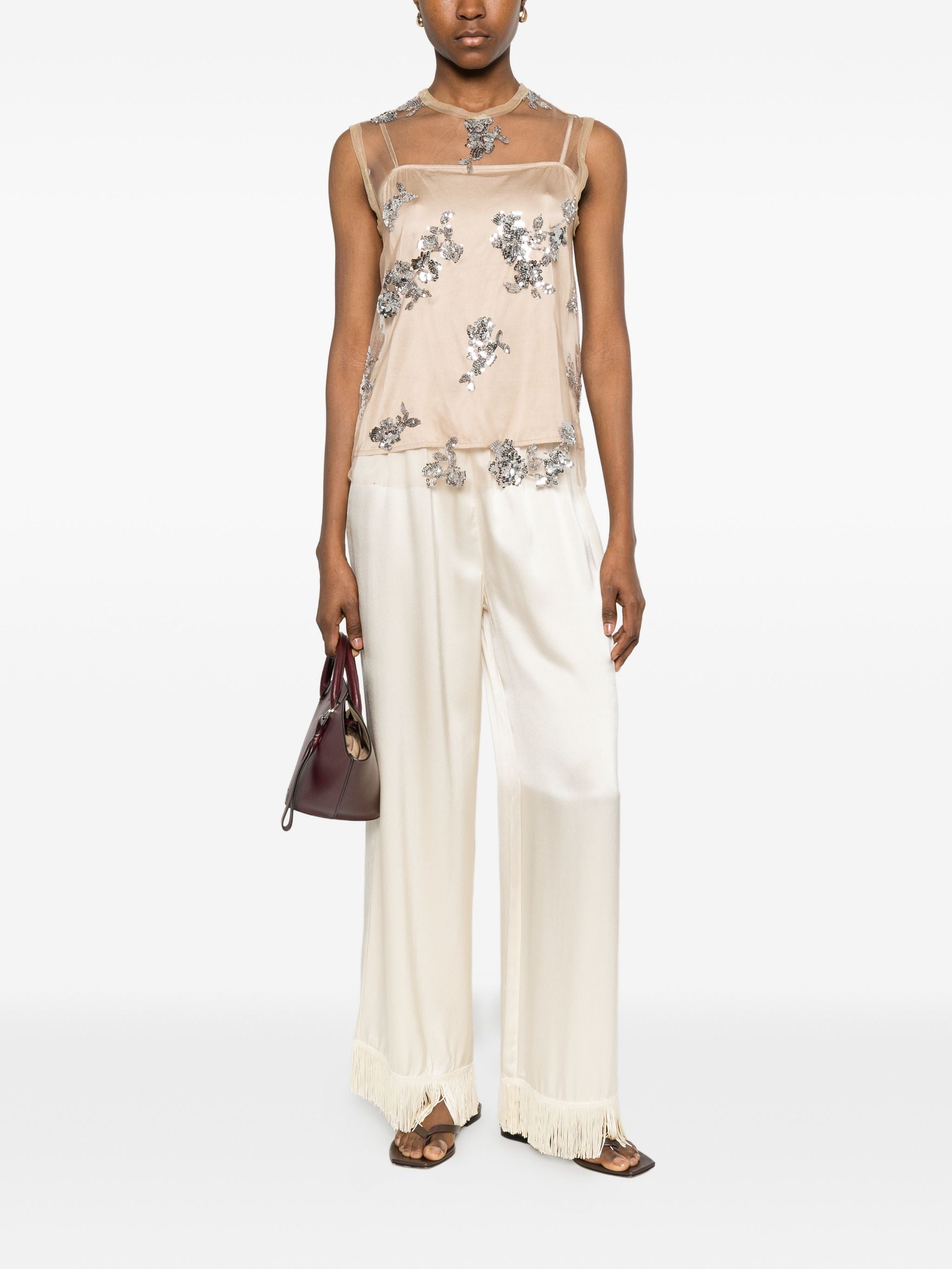 OTTODAME FLORAL SEQUIN TOP