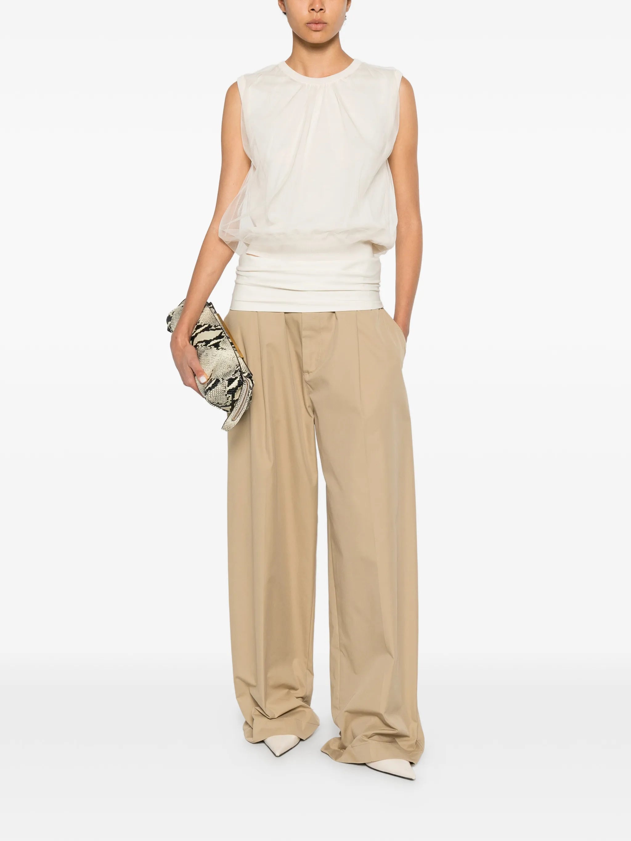 PESERICO AUREA TULLE OVERLAY TOP