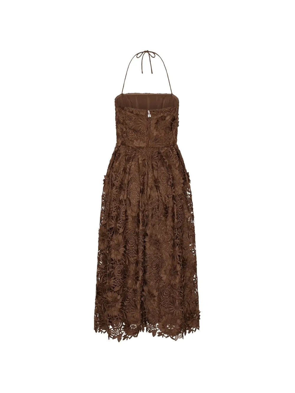 ROTATE LACE FLARED MIDI DRESS