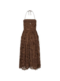 ROTATE LACE FLARED MIDI DRESS