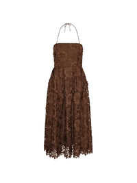 ROTATE LACE FLARED MIDI DRESS