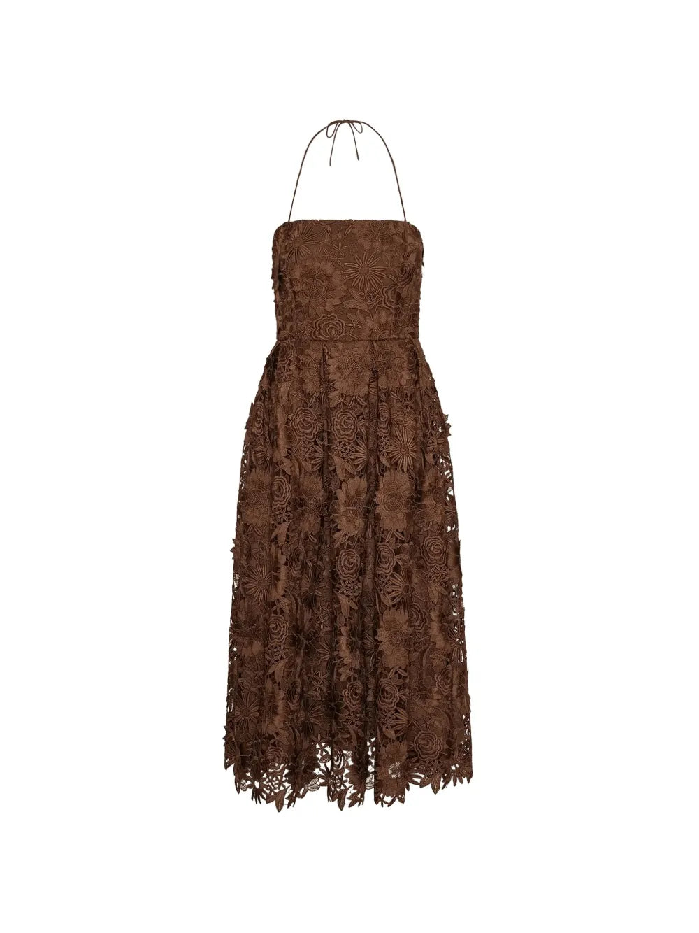 ROTATE LACE FLARED MIDI DRESS