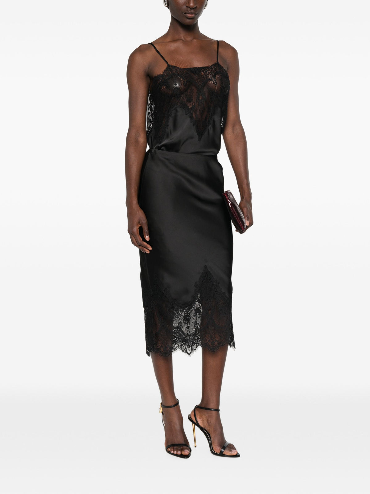 NORMA KAMALI BIAIS HALF SLIP WITH LACE