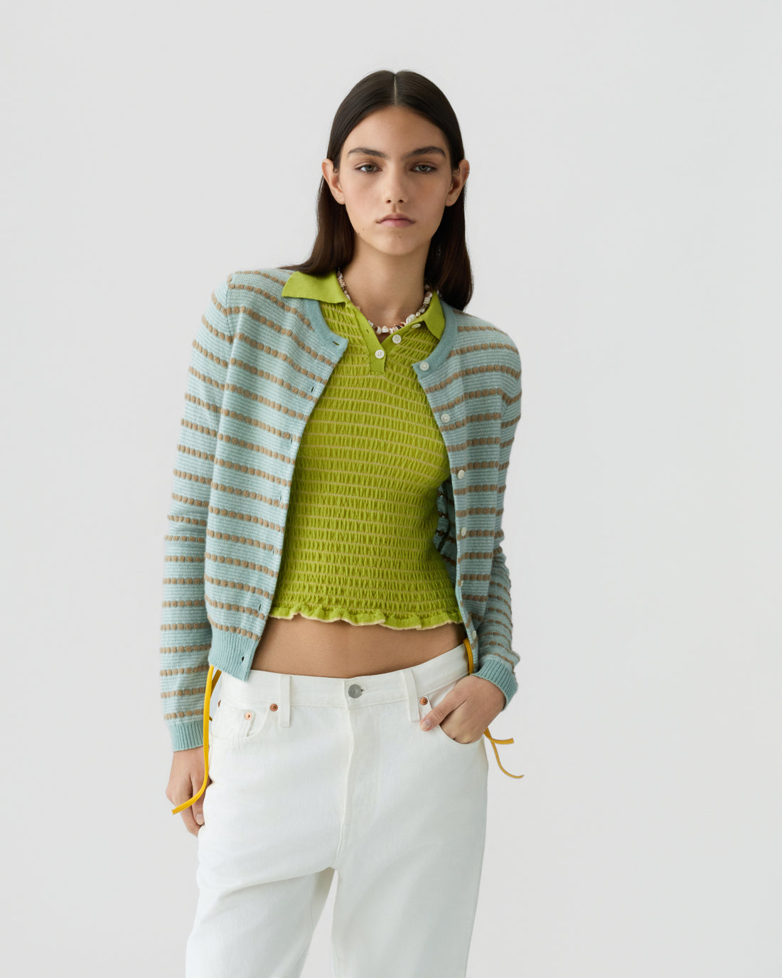 GUEST IN RESIDENCE PEBBLE STRIPE JANE CARDIGAN
