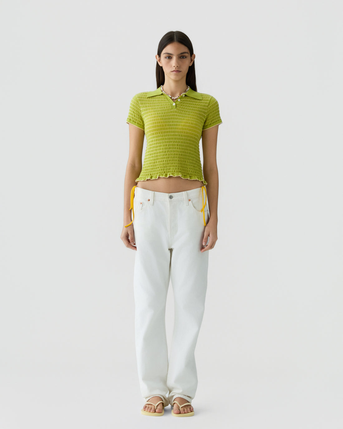 GUEST IN RESIDENCE SMOCKED SHRUNKEN POLO
