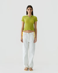GUEST IN RESIDENCE SMOCKED SHRUNKEN POLO