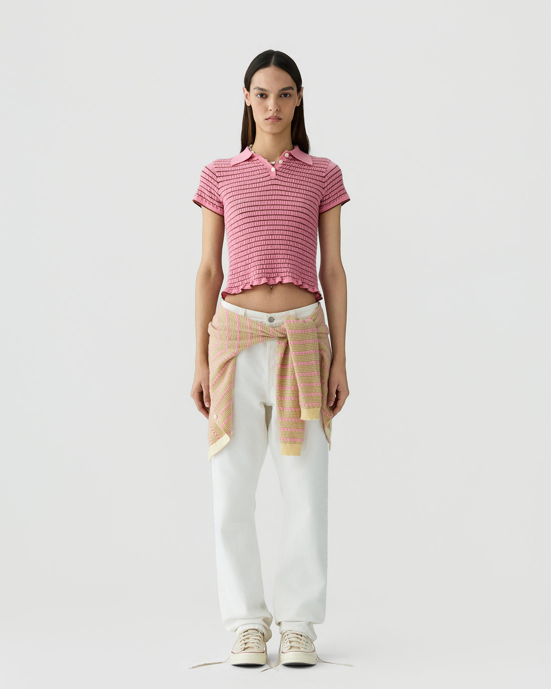 GUEST IN RESIDENCE SMOCKED SHRUNKEN POLO