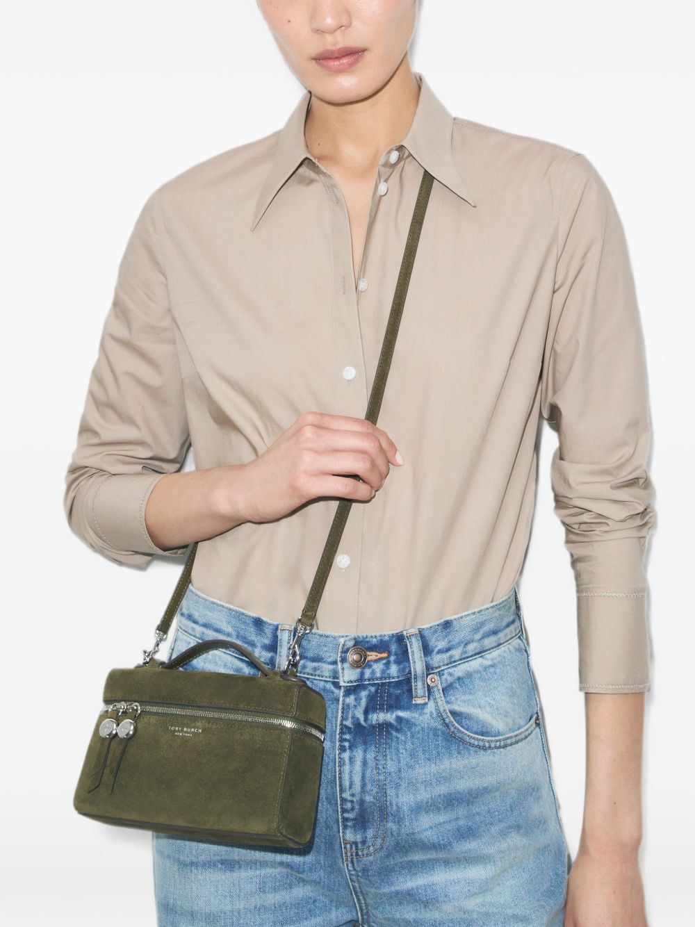 TORY BURCH ROMY SUEDE SLIM TOP HANDLE