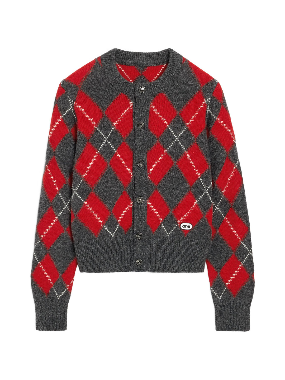 AMI PARIS ARGYLE CARDIGAN
