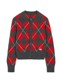 AMI PARIS ARGYLE CARDIGAN