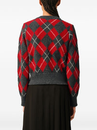 AMI PARIS ARGYLE CARDIGAN