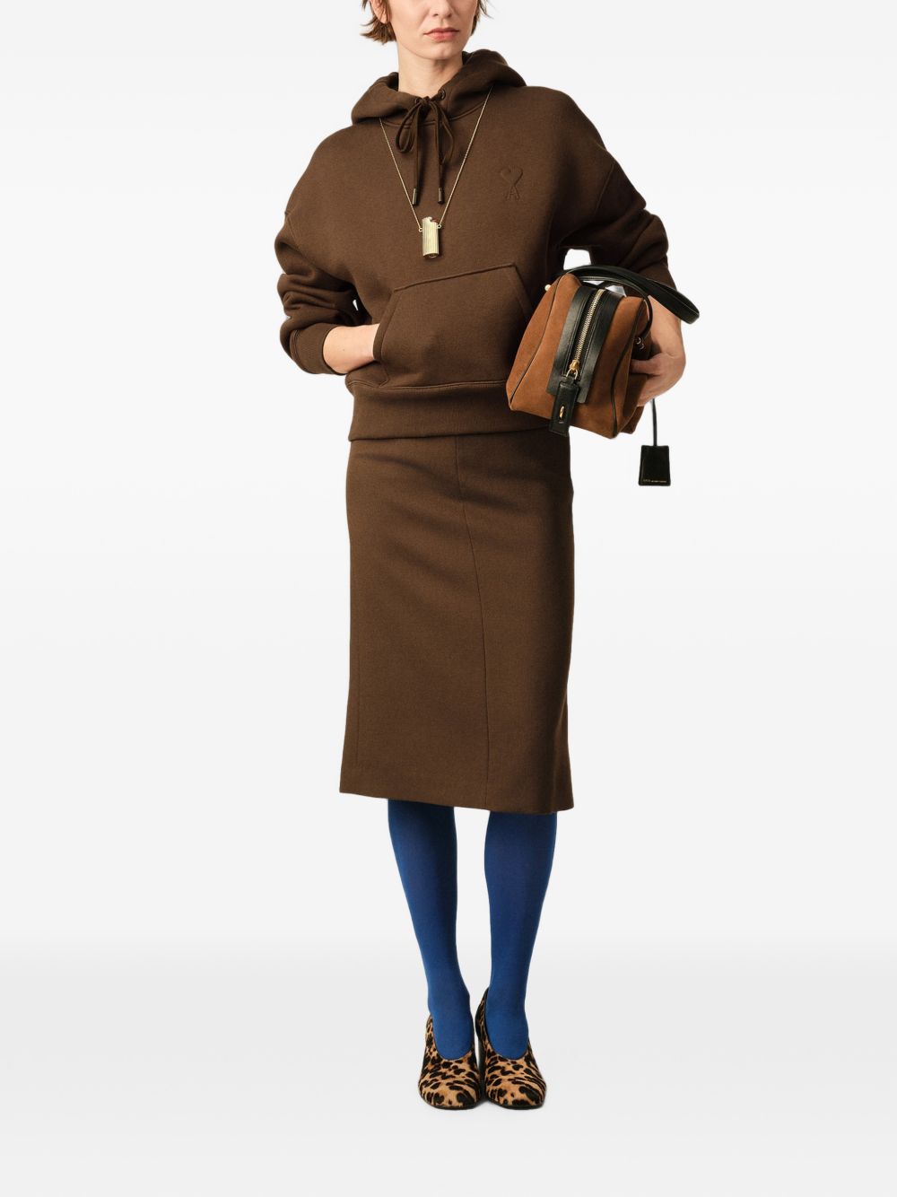 AMI PARIS BELTED MIDI SKIRT