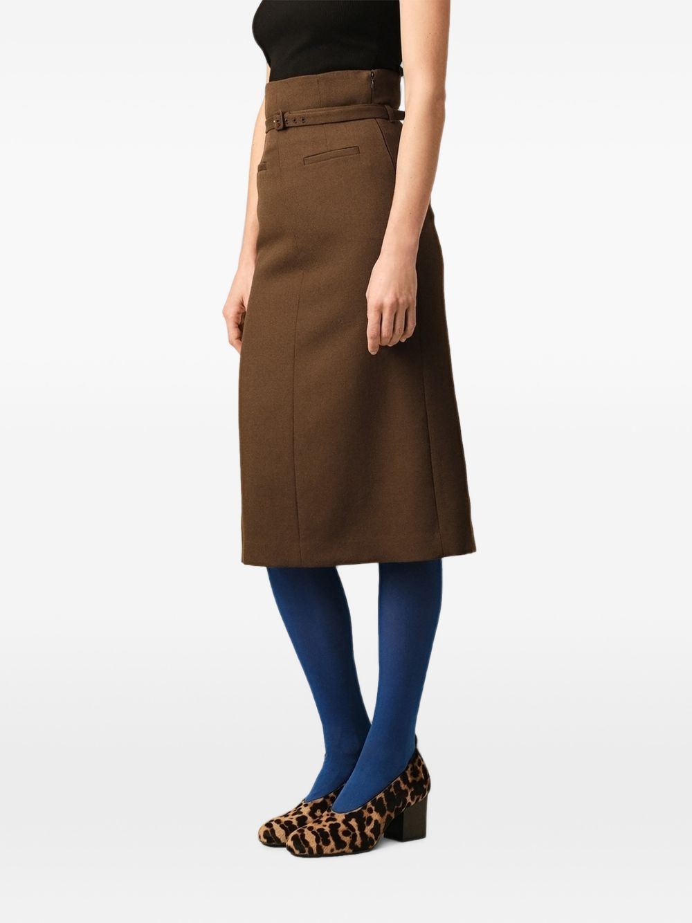 AMI PARIS BELTED MIDI SKIRT