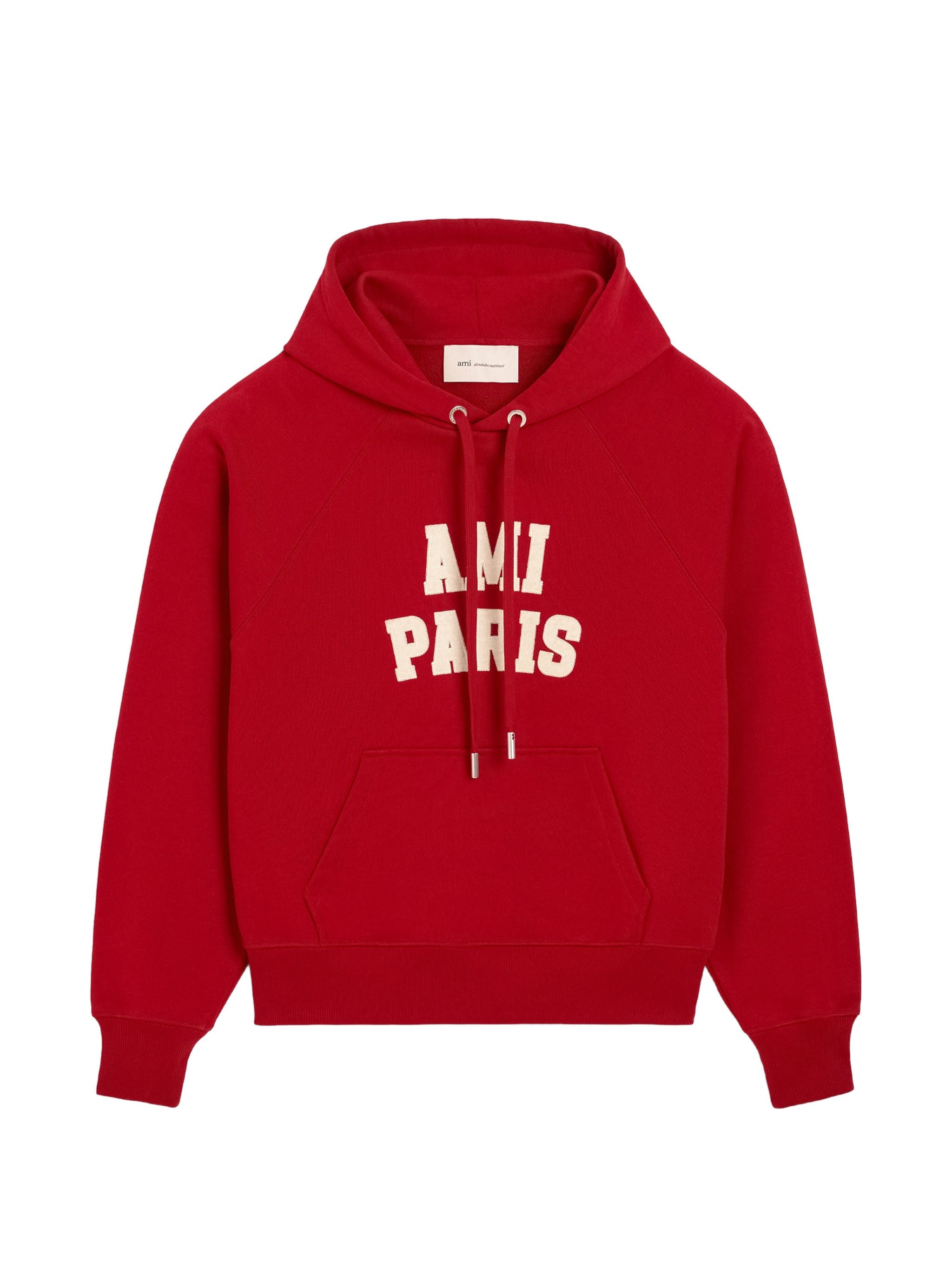 AMI PARIS LOGO FELT HOODIE