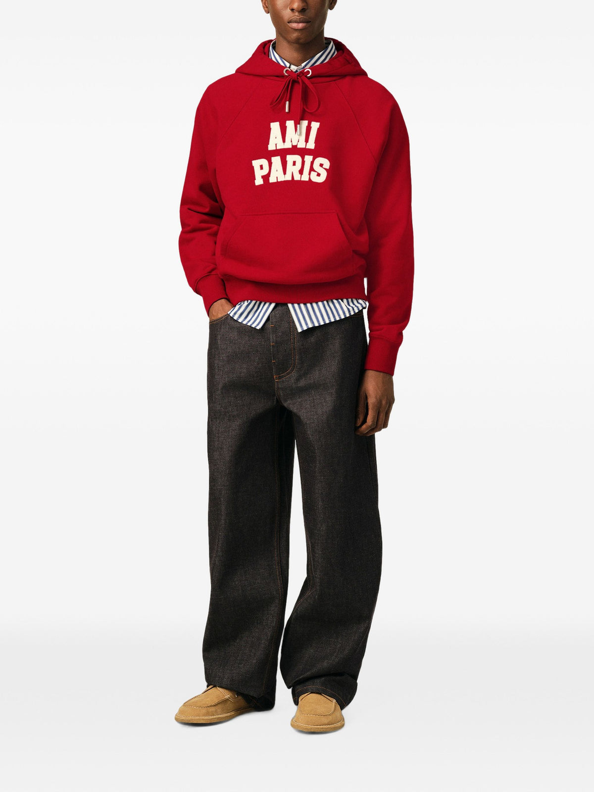 AMI PARIS LOGO FELT HOODIE