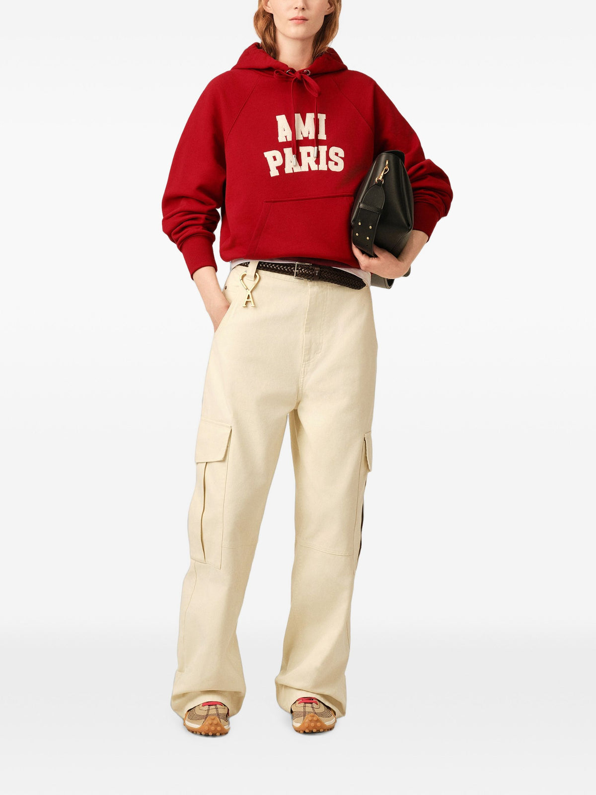 AMI PARIS LOGO FELT HOODIE