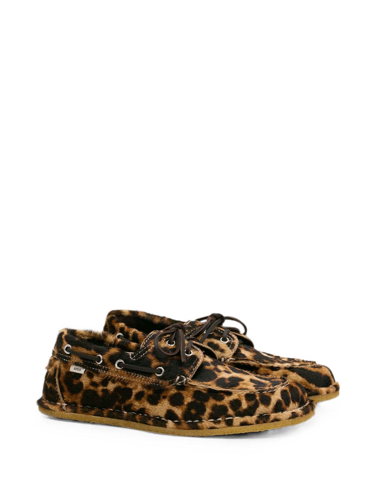 AMI PARIS LEOPARD PRINT BOAT SHOES