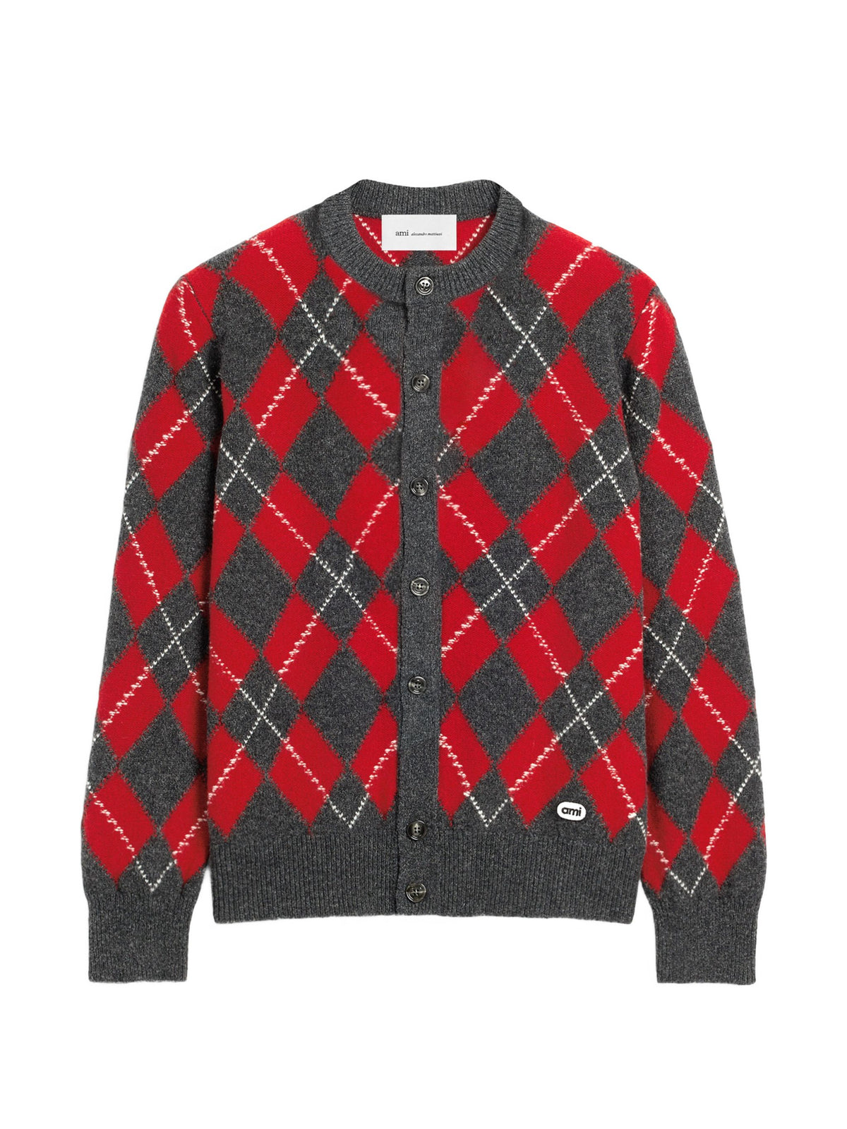 AMI PARIS ARGYLE CARDIGAN