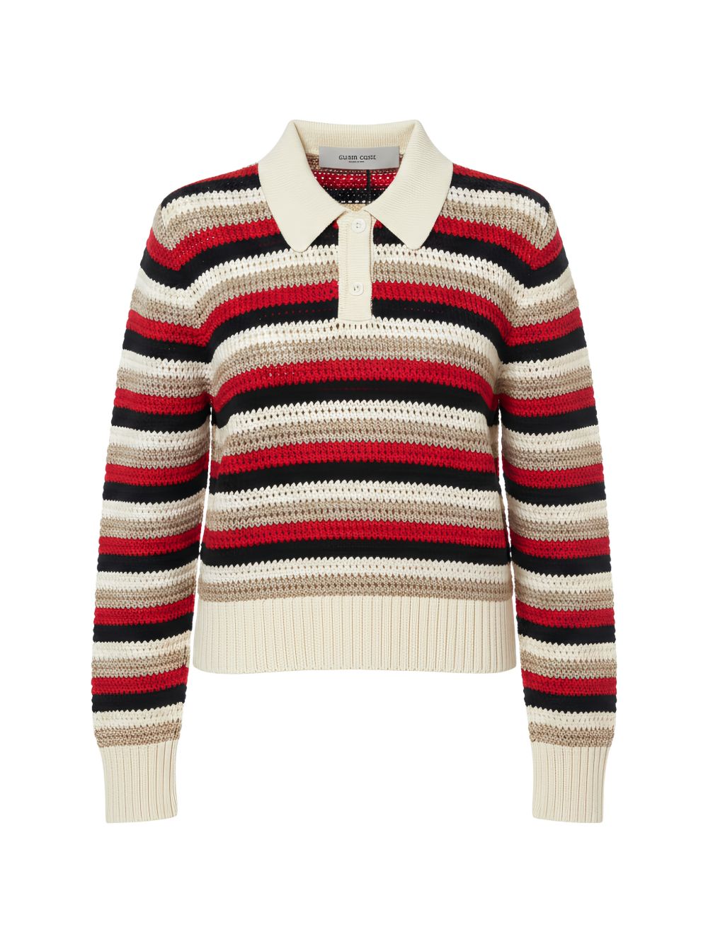 GOLDEN GOOSE STRIPED CROCHET POLO