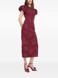 ROTATE JACQUARD MIDI PUFFY DRESS
