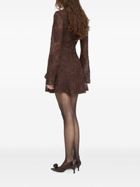 ROTATE FLOWER MESH LS MINI DRESS