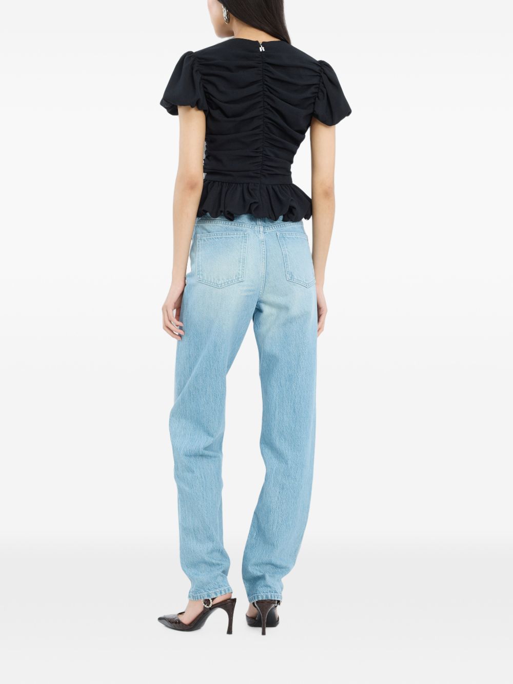ROTATE RUCHED PUFF SLEEVE TOP