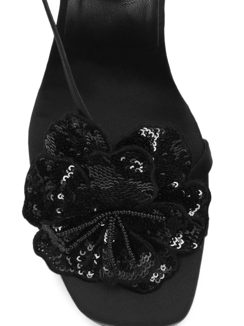 ROTATE FLOWER SATIN SANDAL