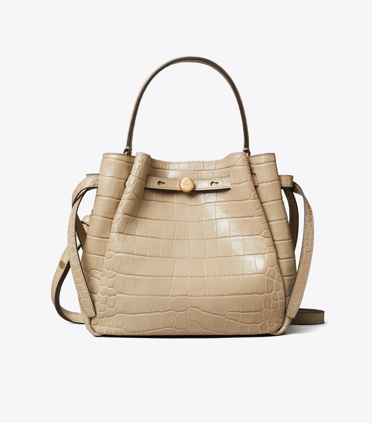 TORY BURCH ROMY EMBOSSED CROC BUCKET BAG