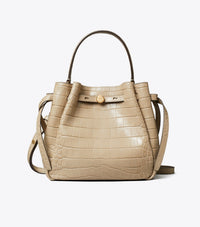 TORY BURCH ROMY EMBOSSED CROC BUCKET BAG