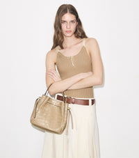 TORY BURCH ROMY EMBOSSED CROC BUCKET BAG