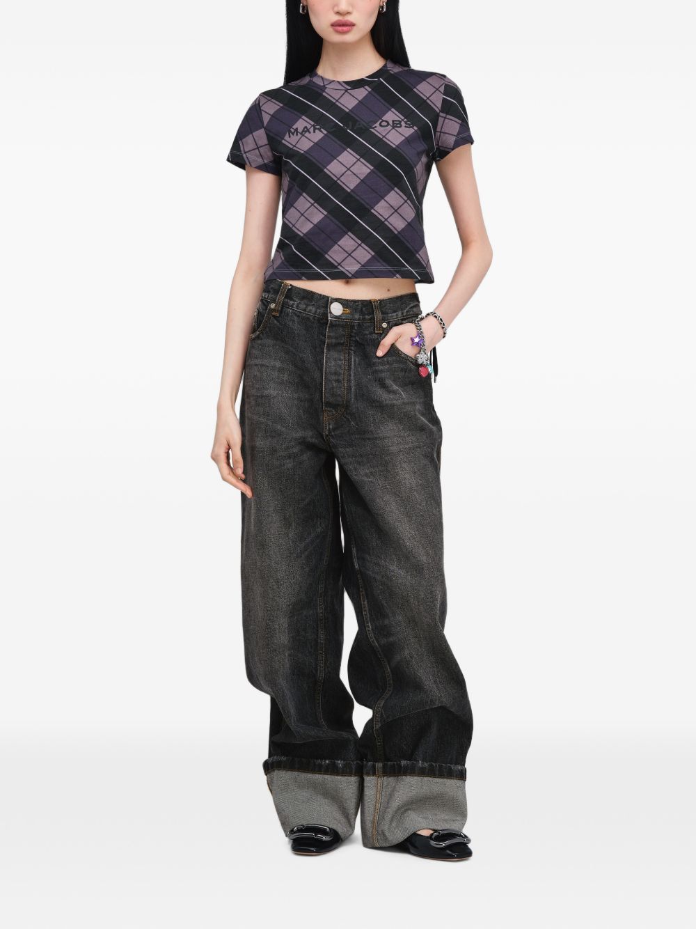 MARC JACOBS PLAID LOGO BABY TEE