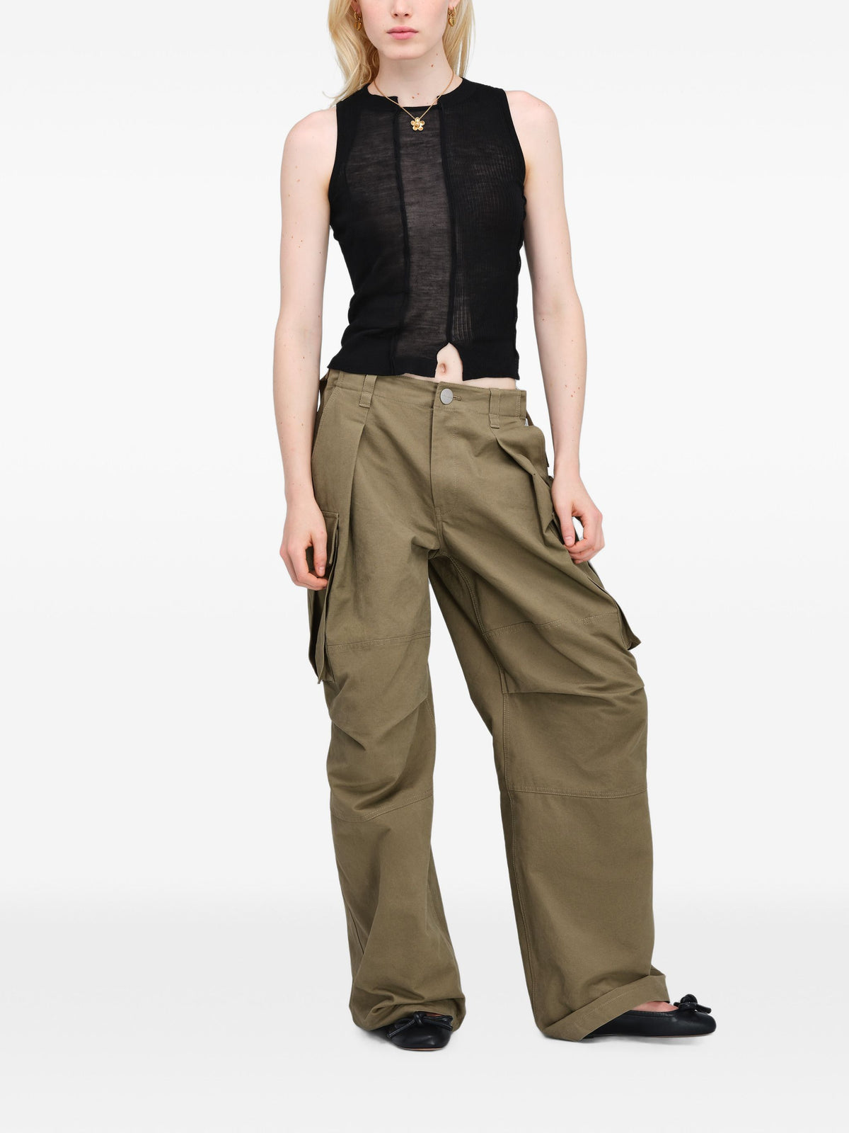 MARC JACOBS SHEER PANELED KNIT TANK