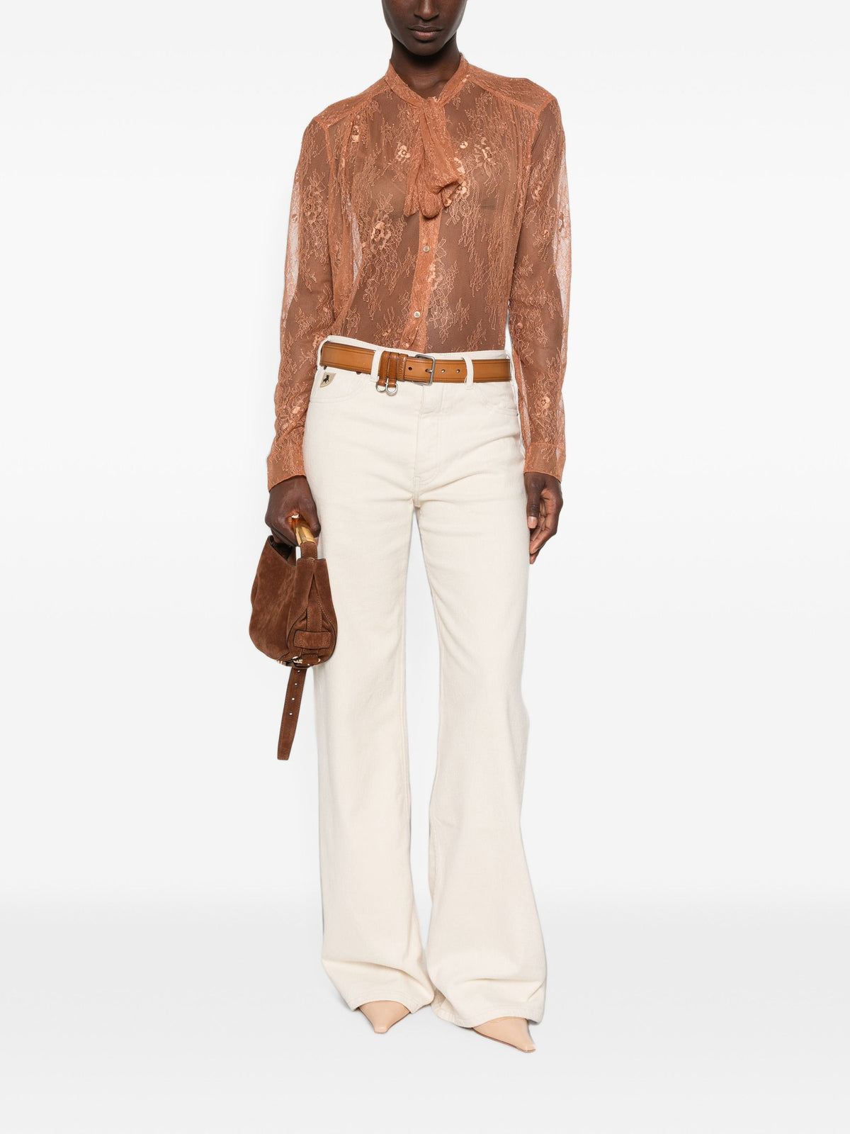 FORTE FORTE CHANTILLY LACE BOW-TIE SHIRT