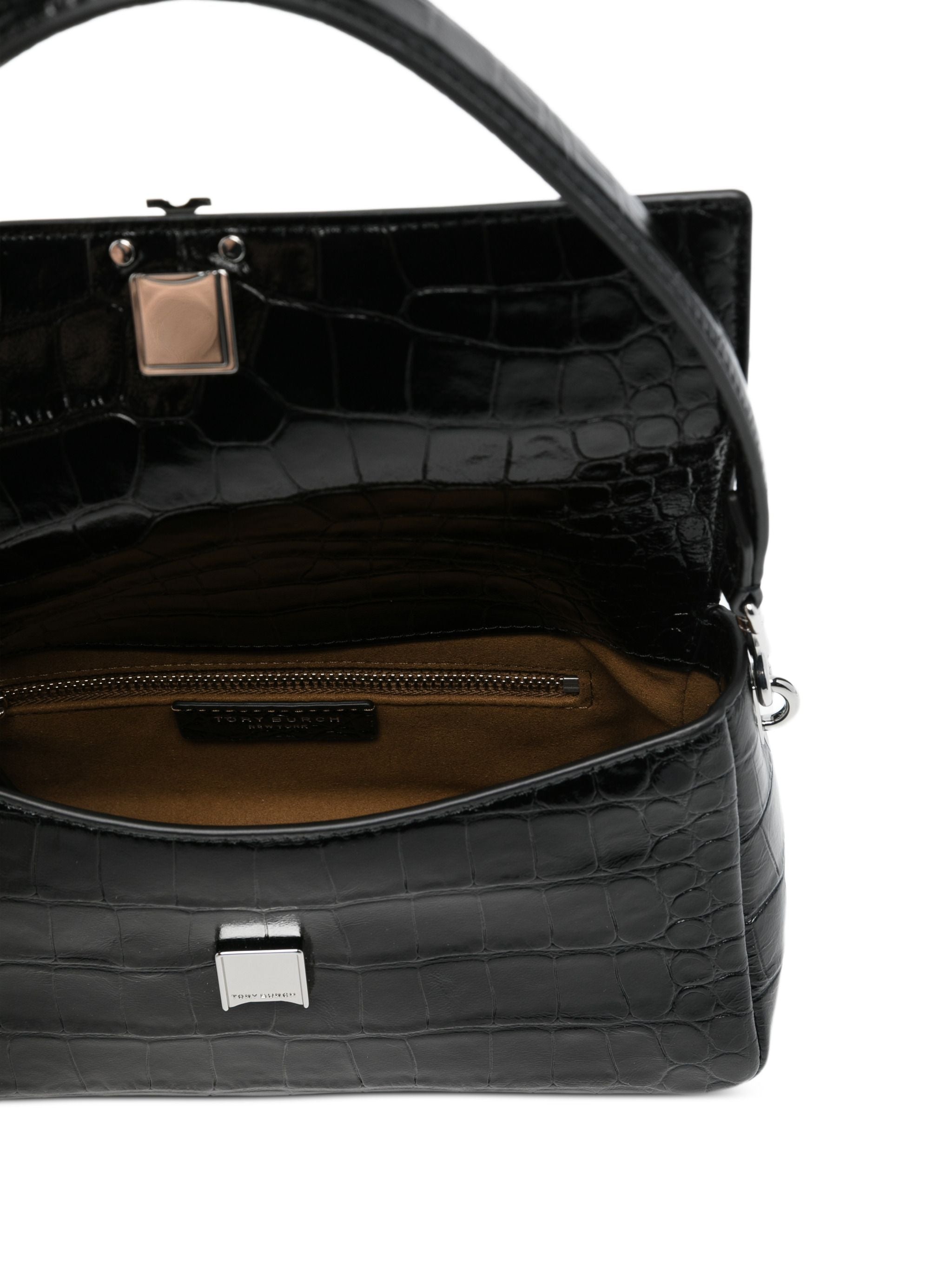 TORY BURCH CHARLIE EMBOSSED CROC SMALL