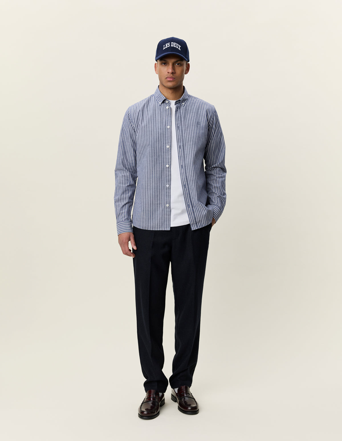 LES DEUX LIGHT OXFORD STRIPED SHIRT