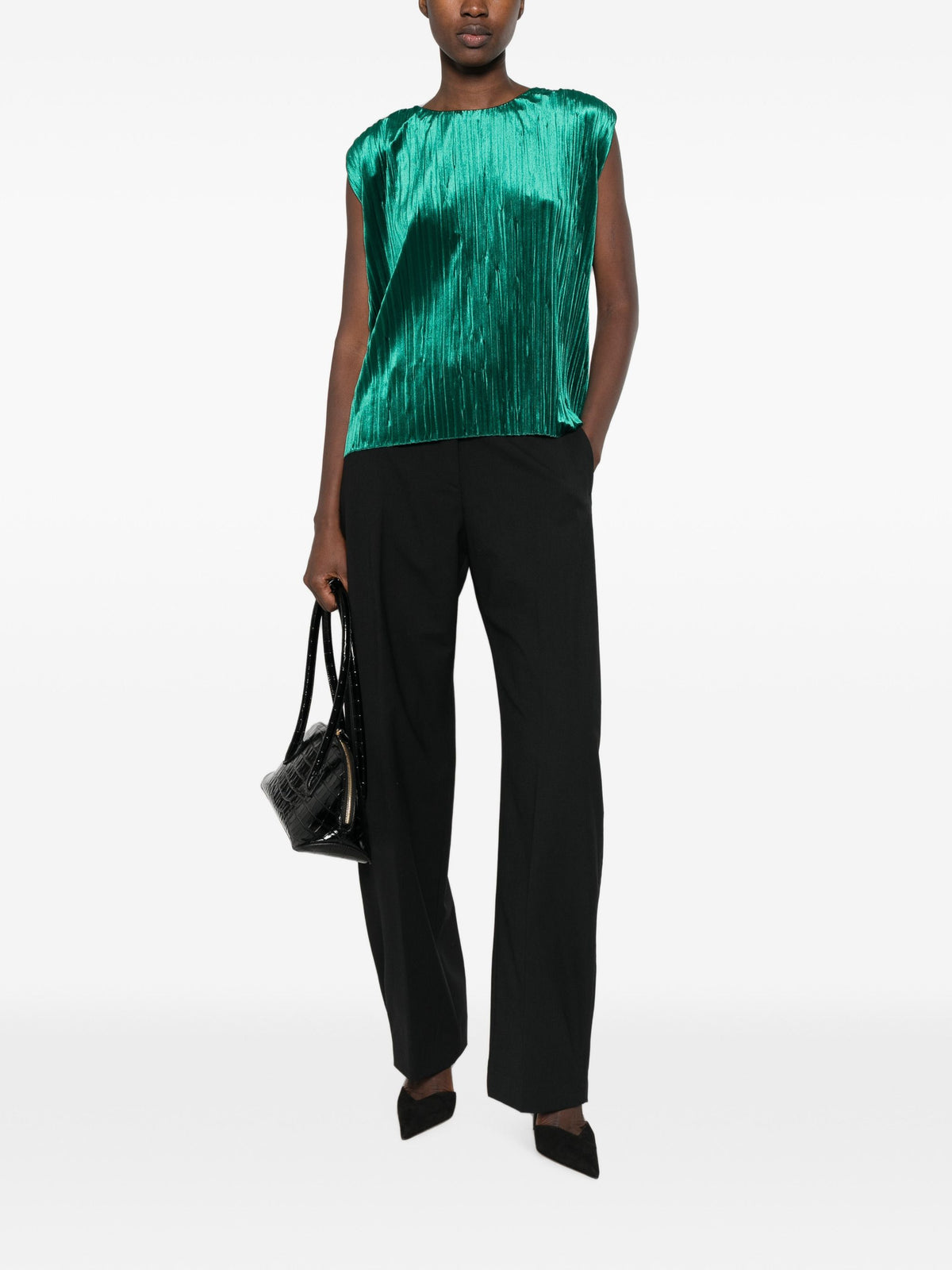 FORTE FORTE VELVET PLEATED TOP