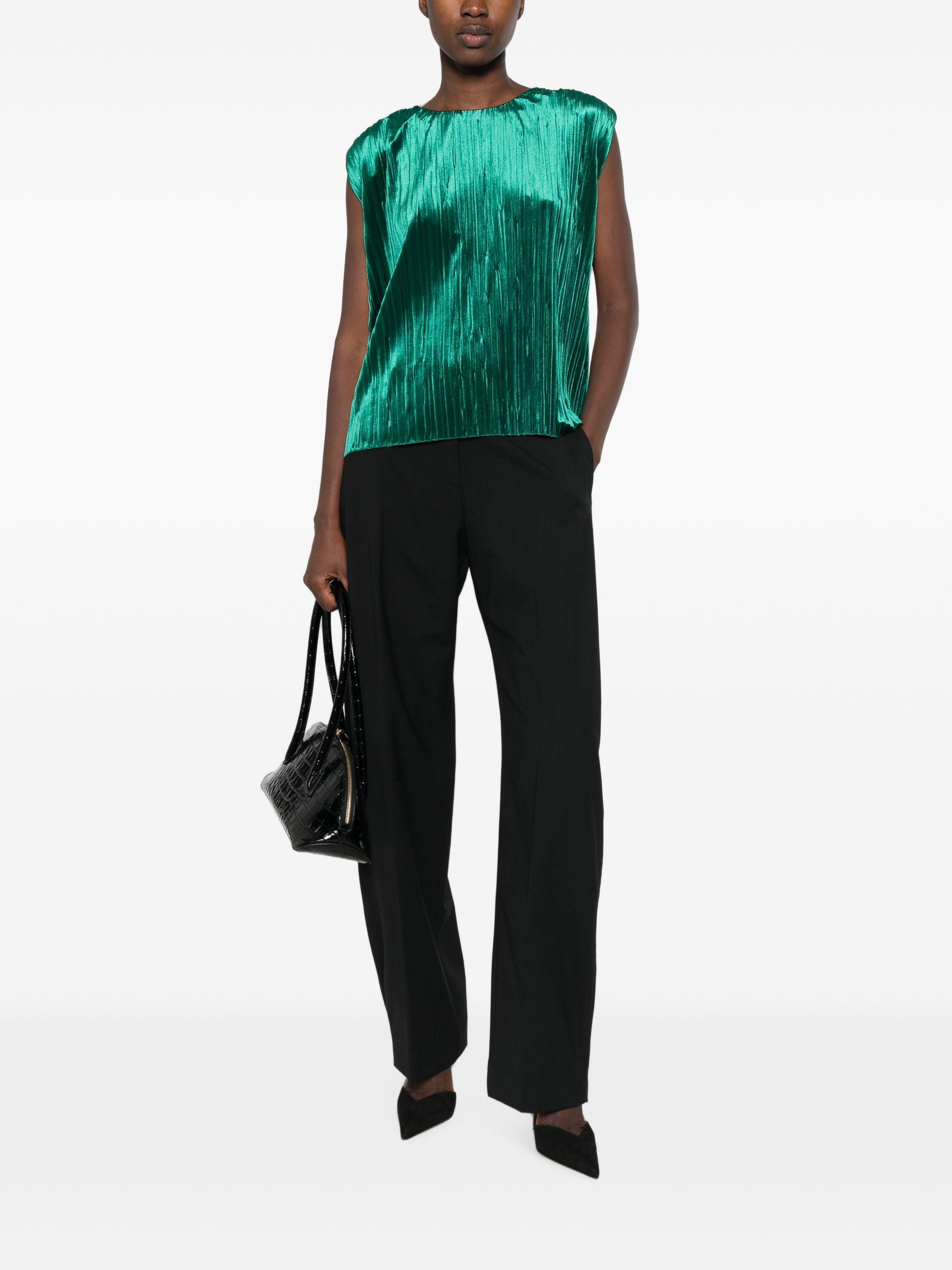 FORTE FORTE VELVET PLEATED TOP