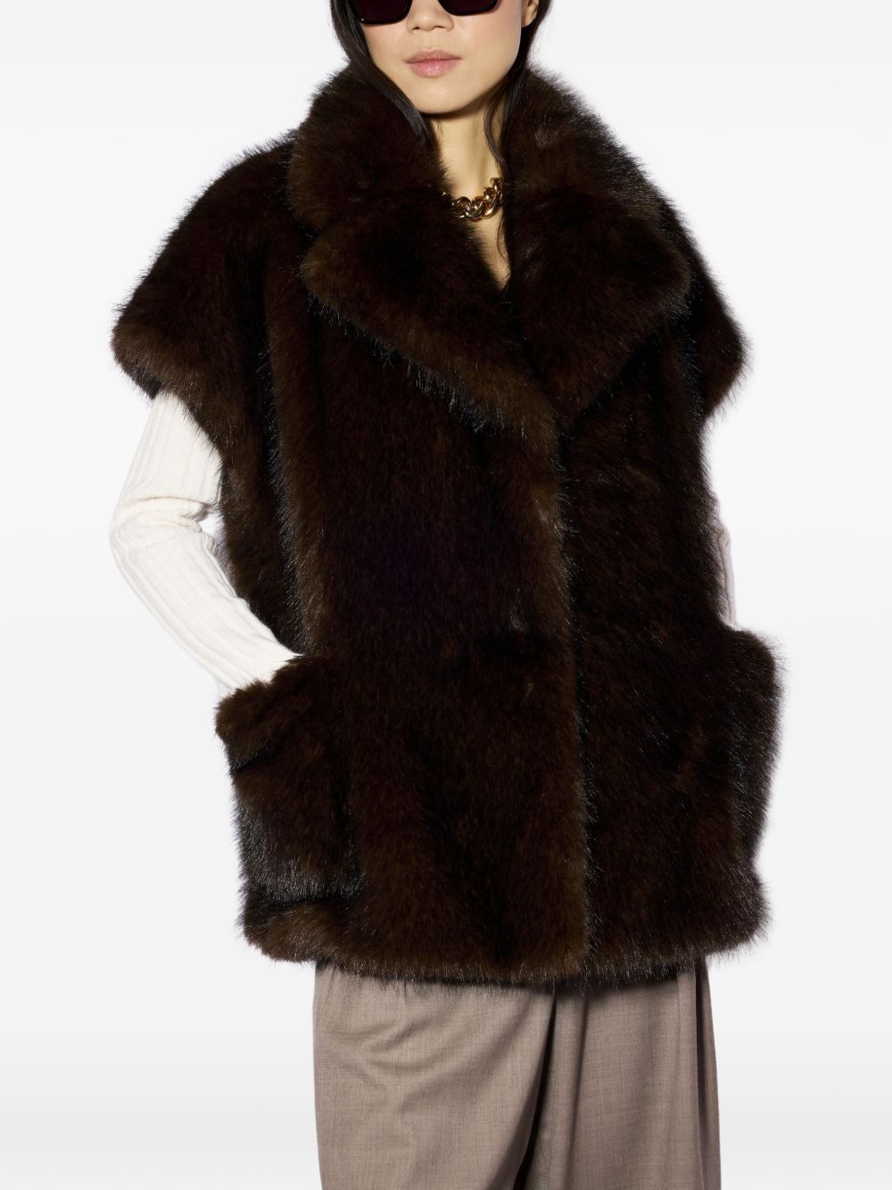 LIVIANA CONTI FAUX FUR WAISTCOAT