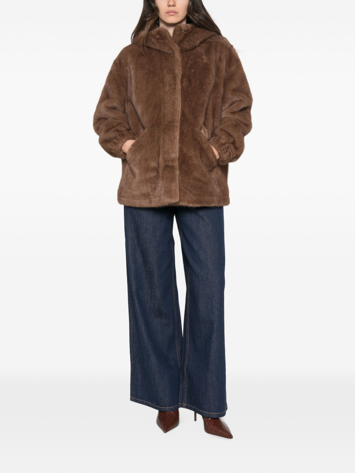 LOU ANDREA FAUX FUR HOODED COAT