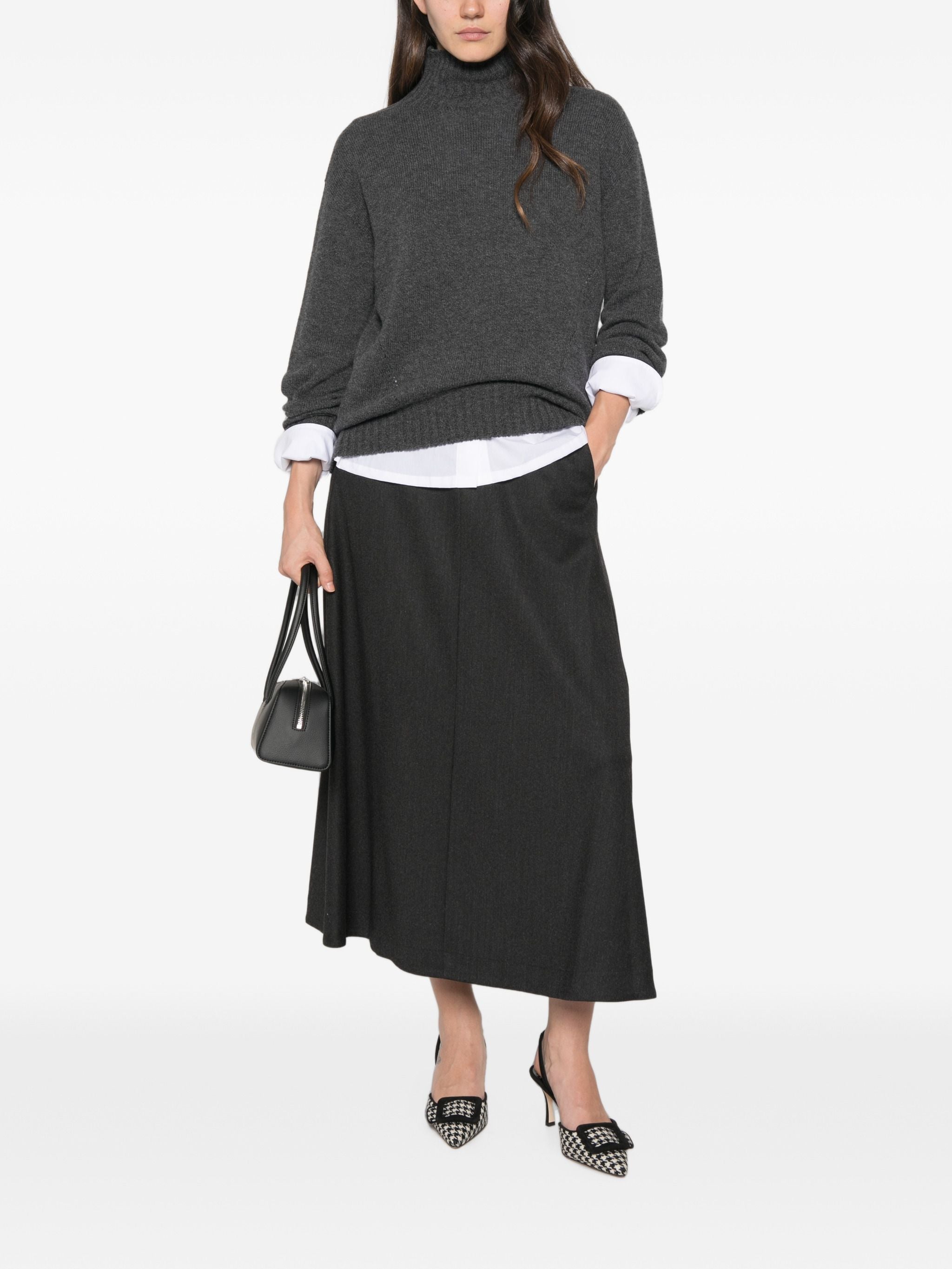 WHYCI MILANO FLARED MIDI SKIRT