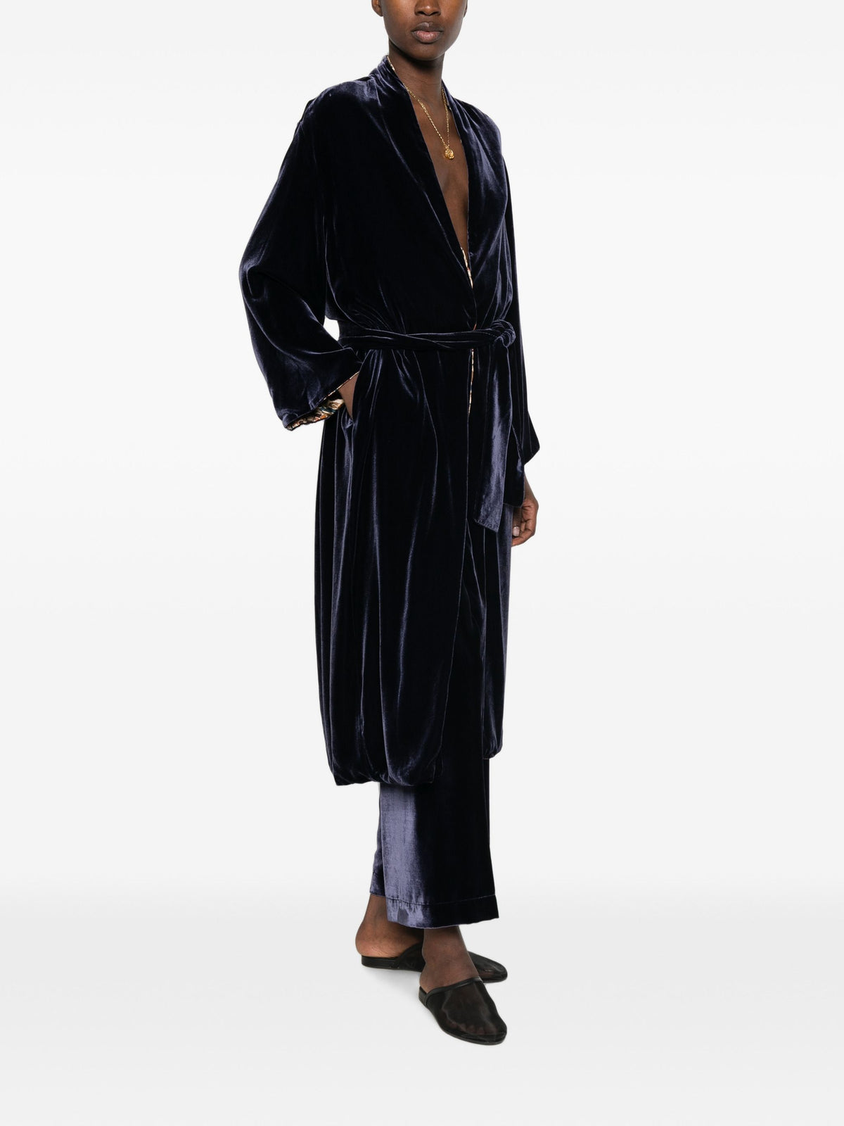 WHYCI MILANO BELTED VELVET GOWN