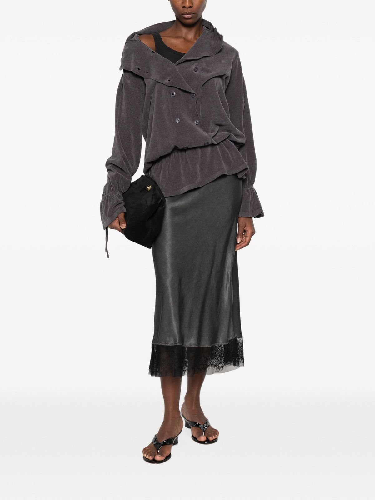 VIRGINIA BIZZI LACE TRIM SKIRT