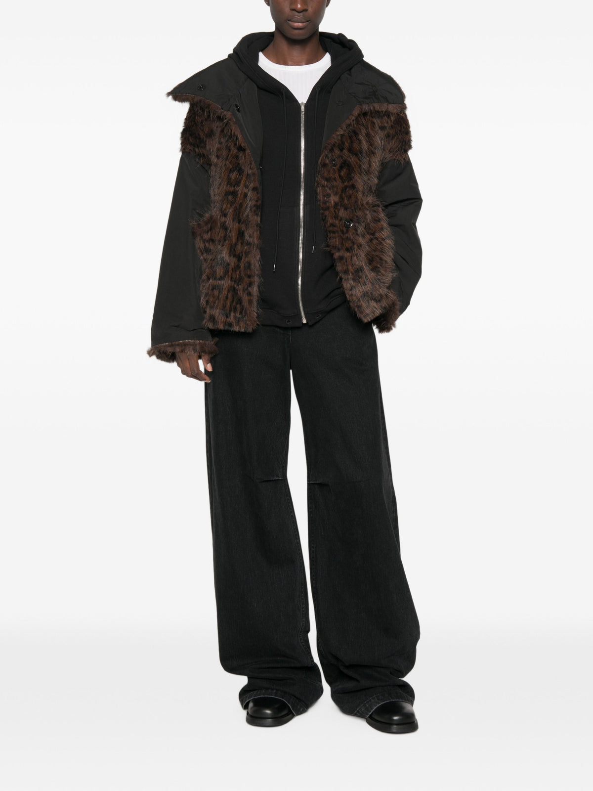 COLLECTION PRIVEE LEOPARD FAUX FUR JACKET