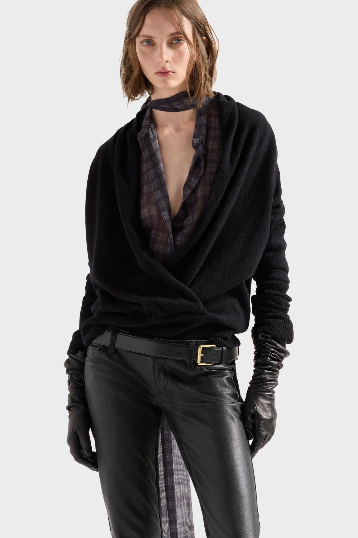 7 FOR ALL MANKIND WRAP V-NECK SWEATER