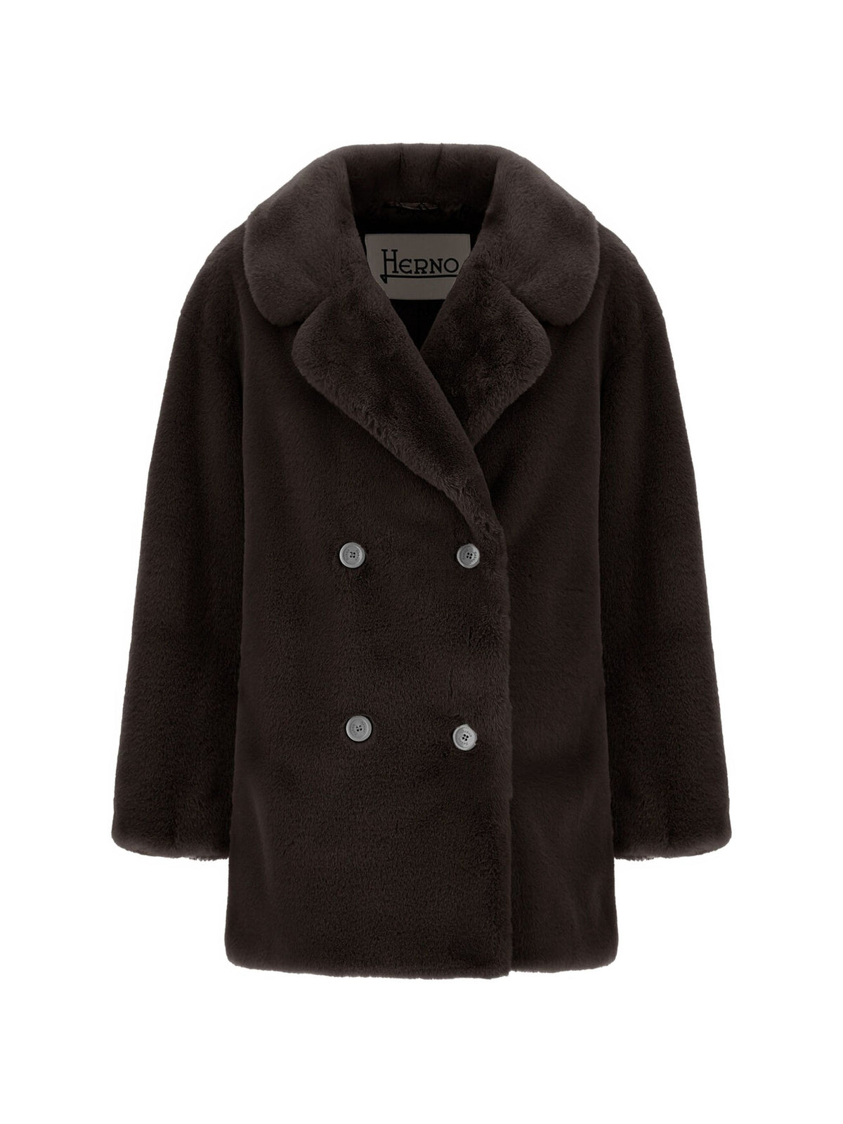 HERNO FAUX FUR PEACOAT