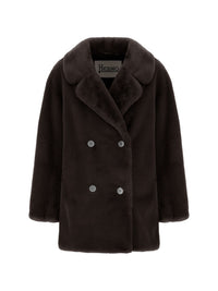 HERNO FAUX FUR PEACOAT